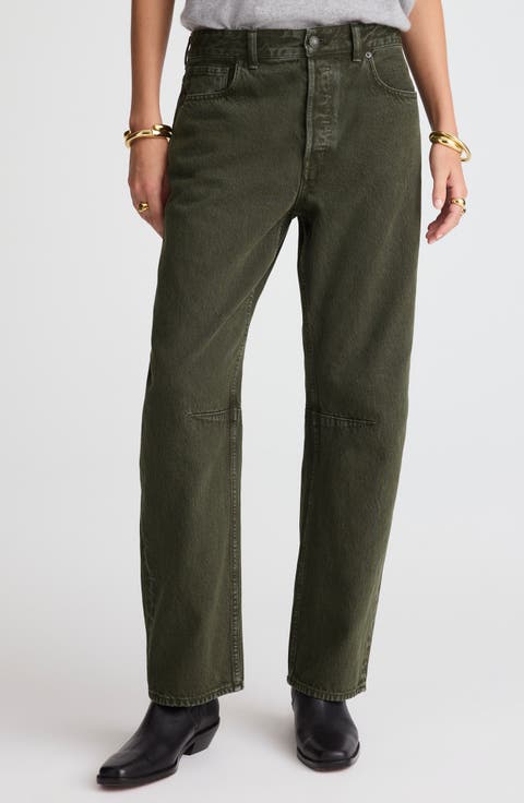 Darted Barrel Leg Jeans (Mossy Umber)
