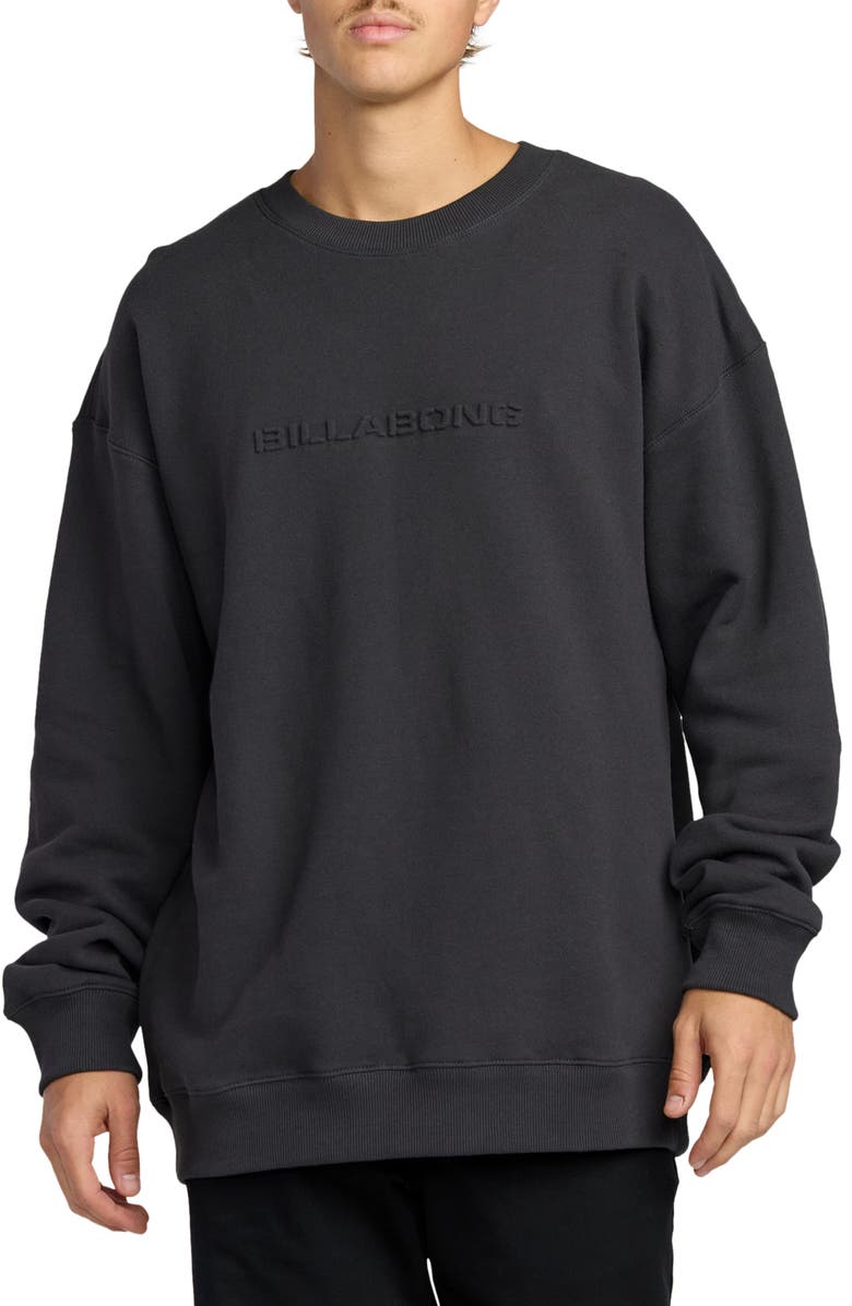 Billabong Iconic Embossed Oversize Cotton Blend Sweatshirt, Main, color, Black