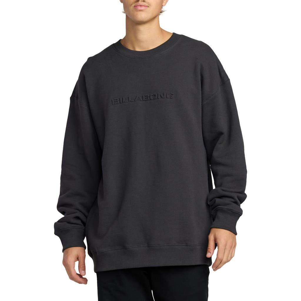Billabong Iconic Embossed Oversize Cotton Blend Sweatshirt In Black