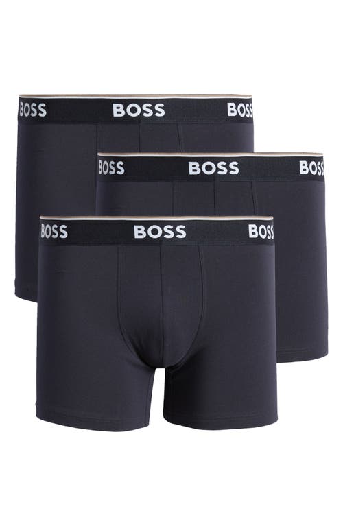 BOSS 3-Pack Power Stretch Cotton Boxer Briefs in Deep Blue 