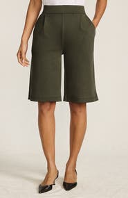 Lands' End Plus Size Sport Knit High Rise Pleated 12" Bermuda Shorts