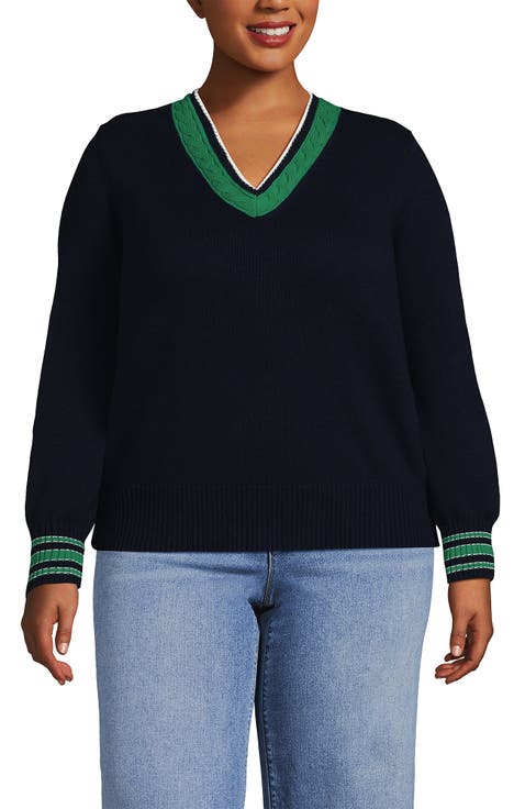 Plus Size Drifter Set in Sleeve Vneck Sweater