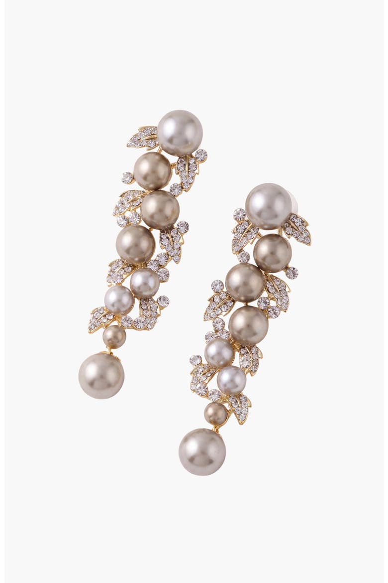 Elegant Pearl Crystal Drop Earrings, Alternate, color, Gold