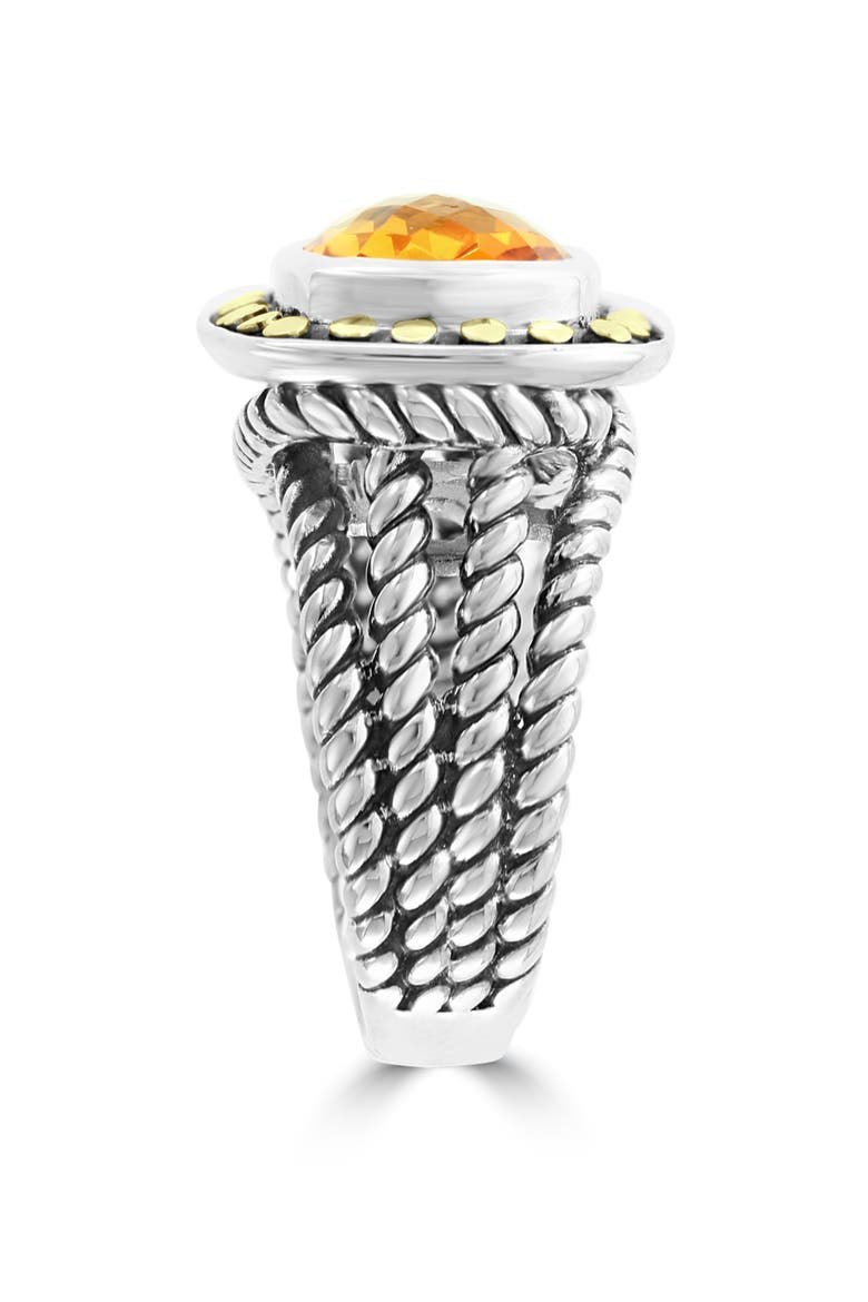 18K Gold & Sterling Silver Cushion Citrine Ring, Alternate, color, ORANGE