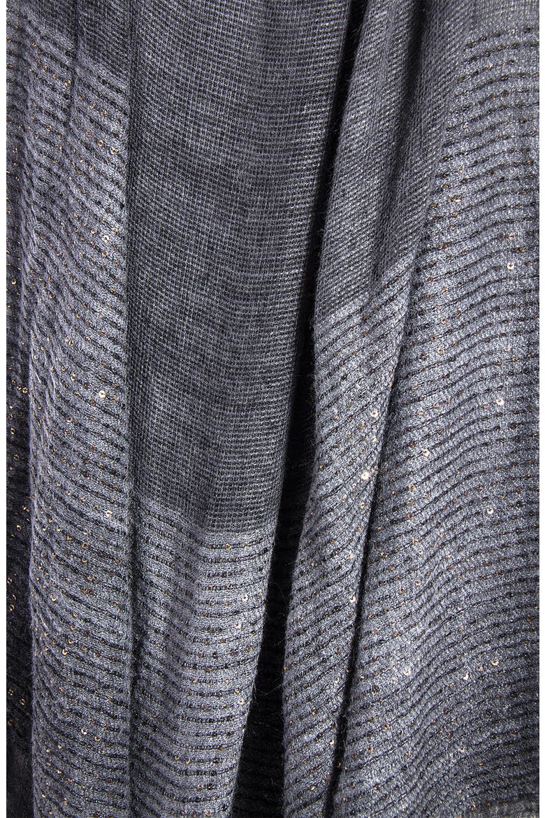 Raven Sequin Embellished Wrap Scarf, Alternate, color, CHARCOAL