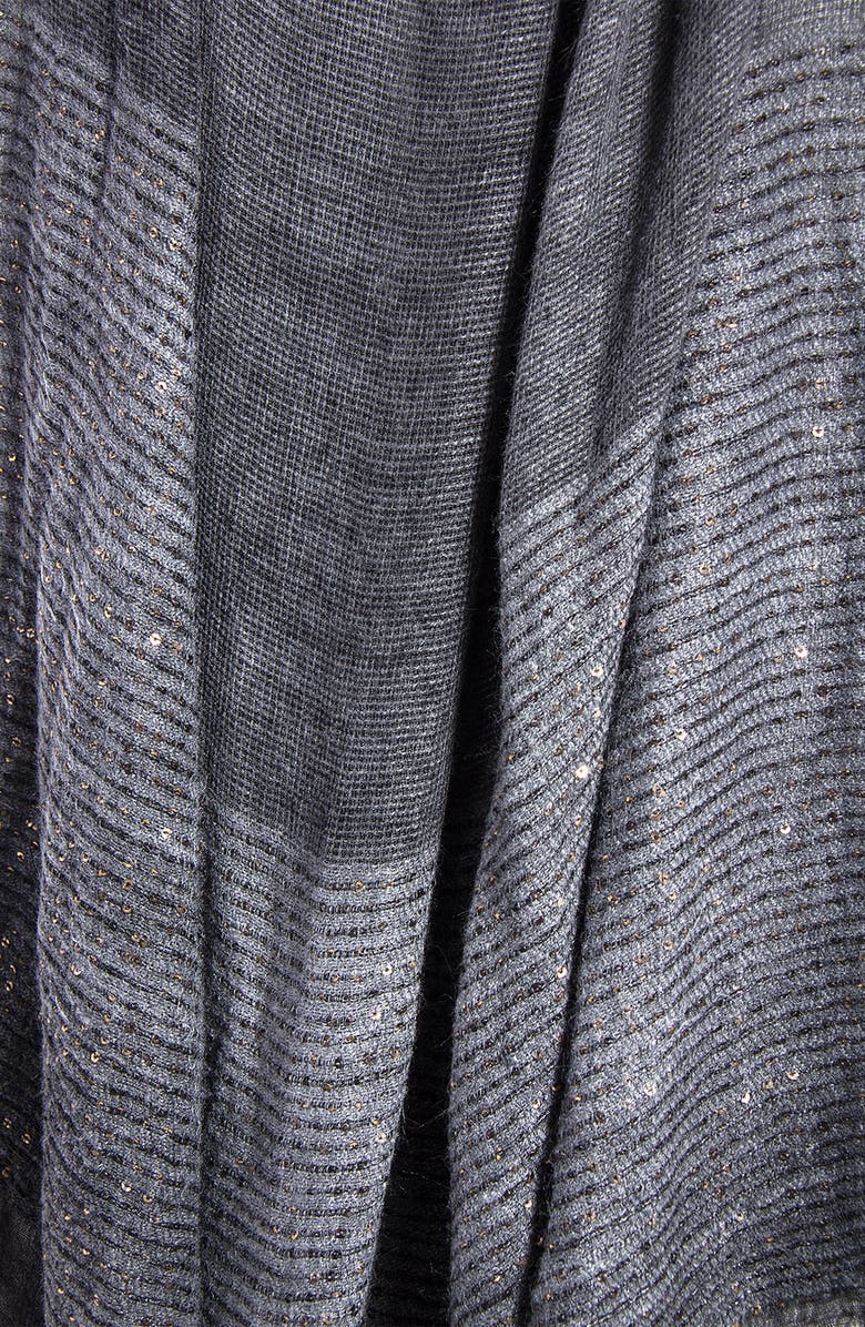 SAACHI Raven Sequin Embellished Wrap Scarf, Alternate, color, Charcoal