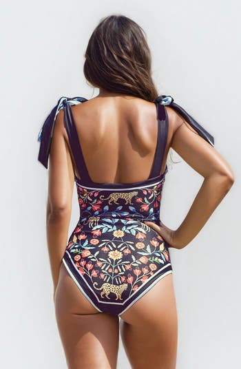 Red Blossom Reversible One-Piece Swimsuit
