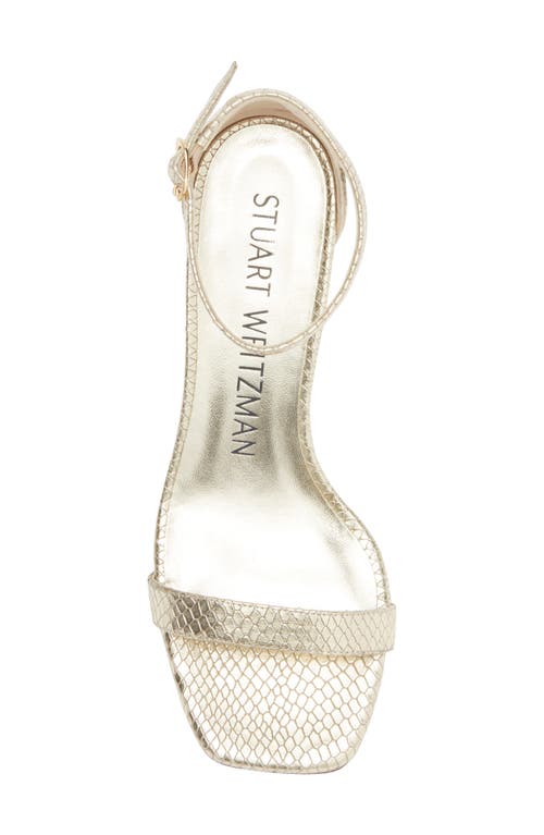 Stuart Weitzman Simple Curve Block Heel Sandal In Platino