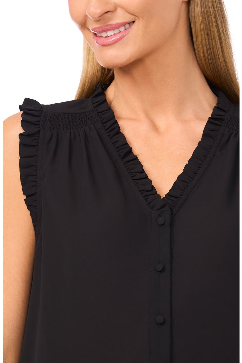 Frill Detail Sleeveless Georgette Top, Alternate, color, RICH BLACK