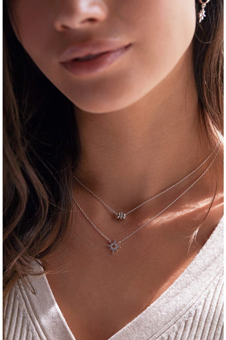 Triple Ring Pendant Necklace, Alternate, color, SILVER