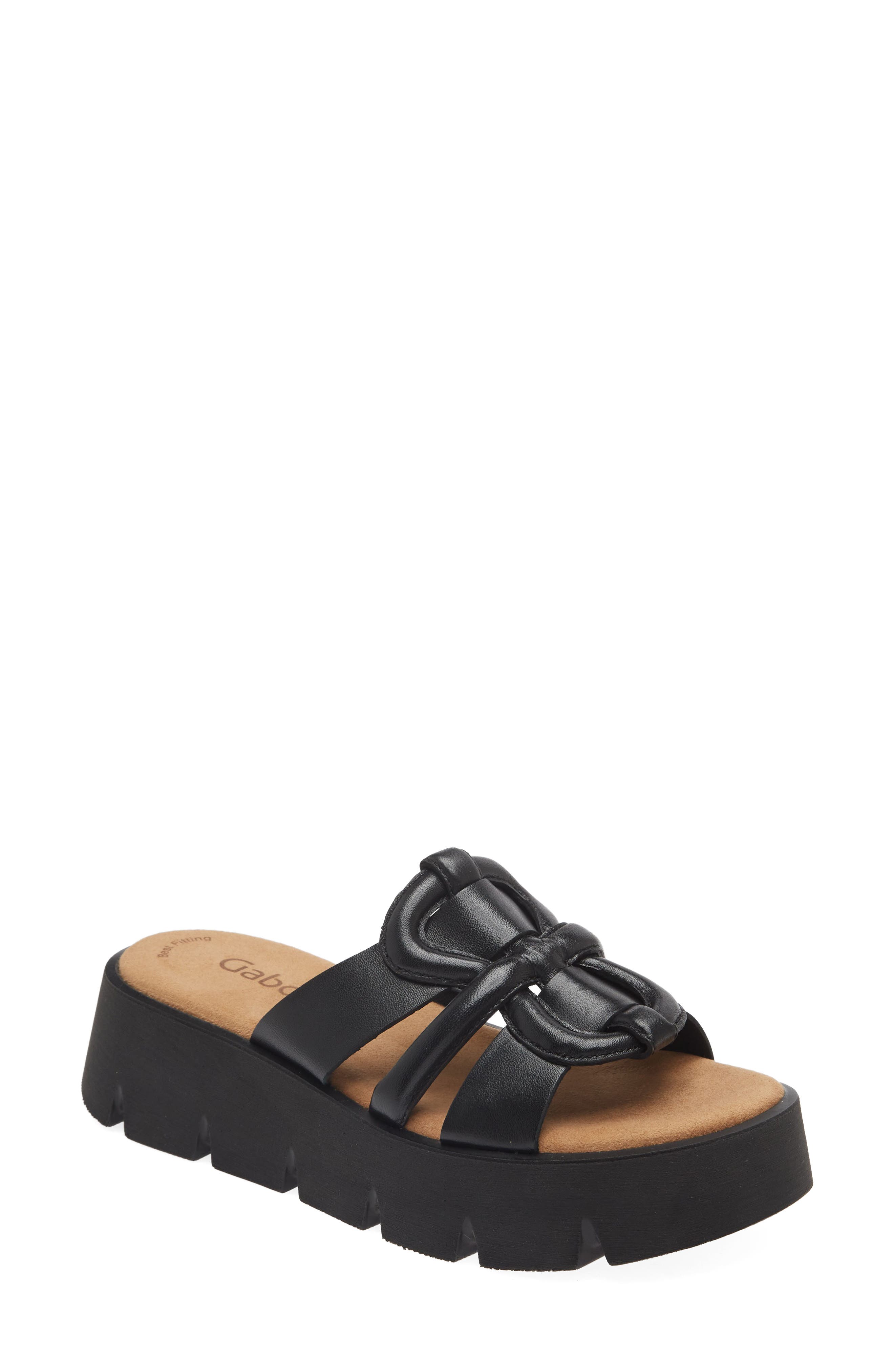 Gabor Platform Slide Sandal, Main, color, Black