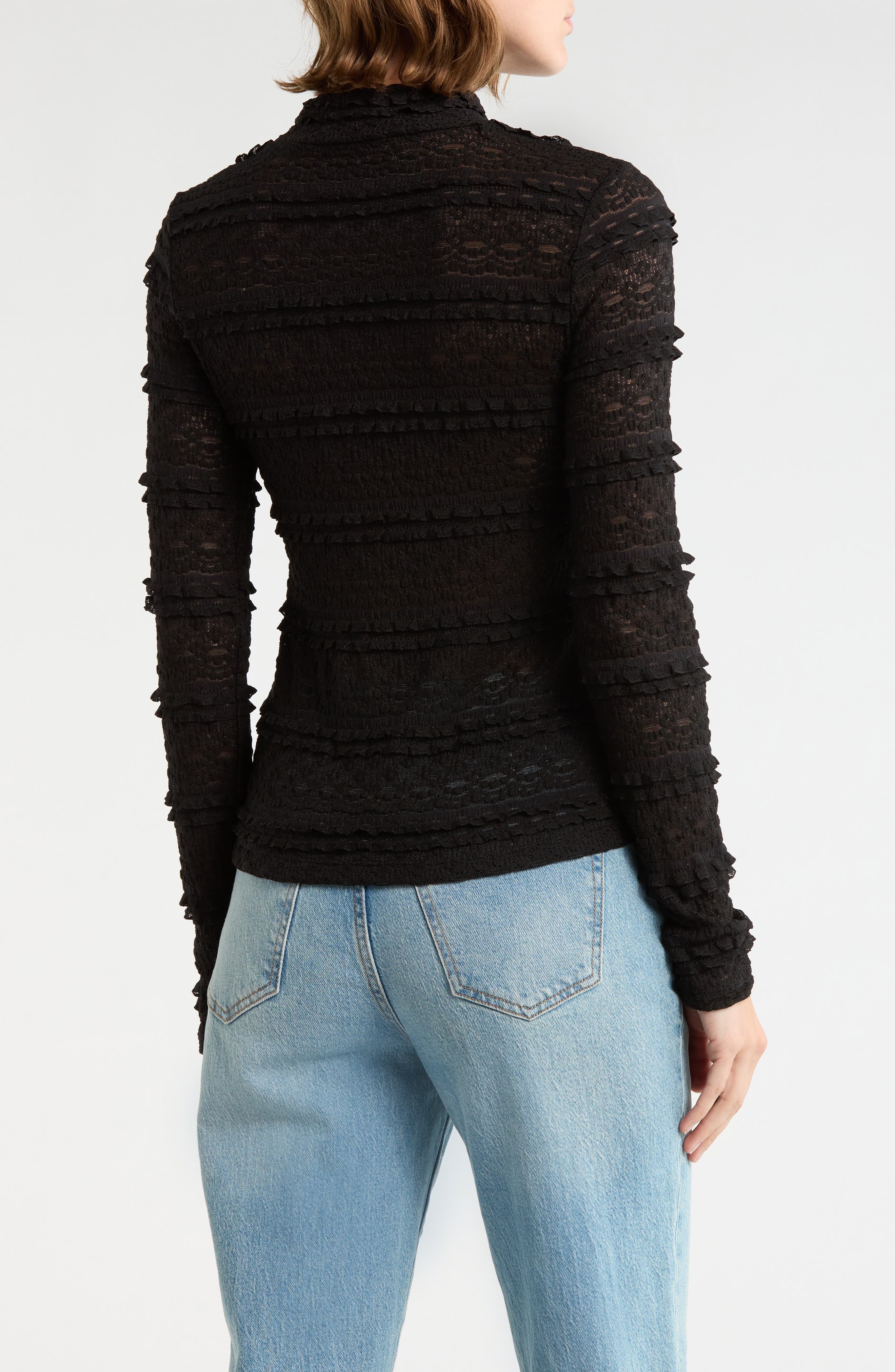Mock Neck Long Sleeve Lace Top - image 2