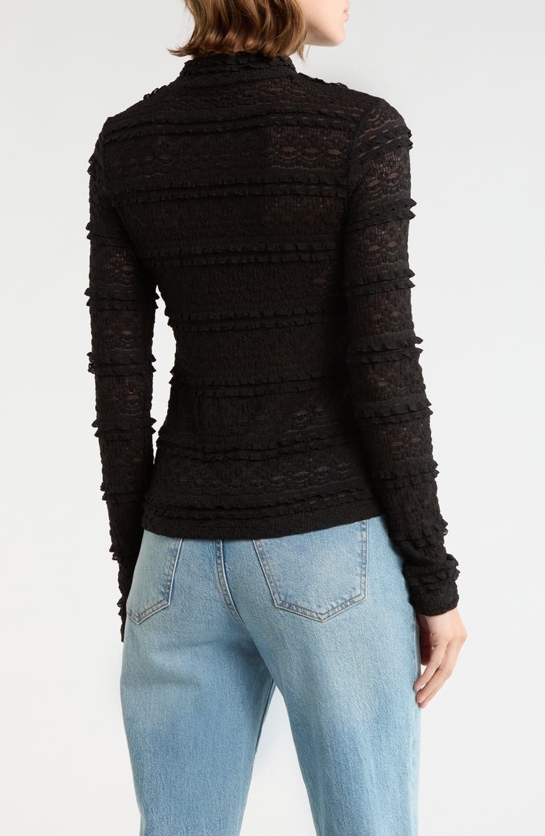 Sanctuary Mock Neck Long Sleeve Lace Top, Alternate, color, Black