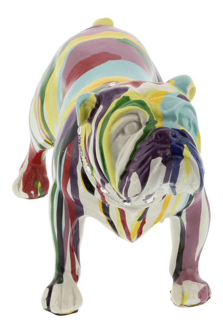Multicolored Polystone Graffiti Bulldog Sculpture, Alternate, color, MULTI