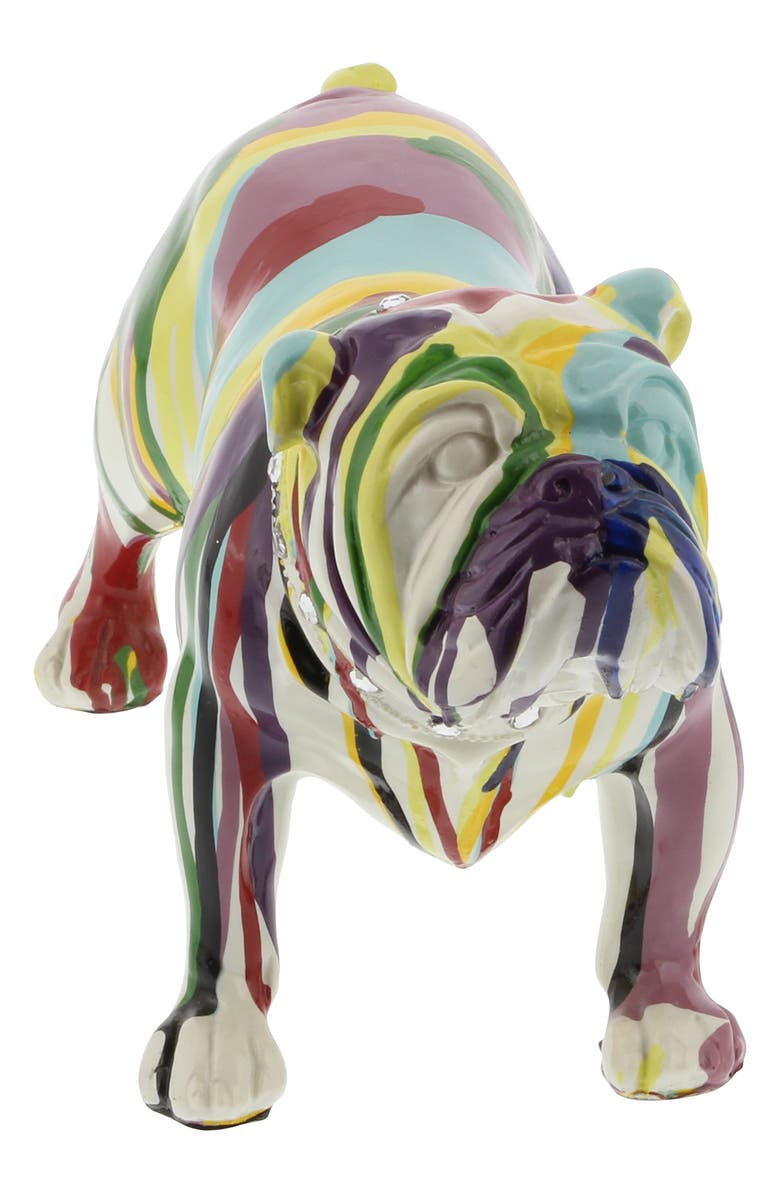 Novogratz Multicolored Polystone Graffiti Bulldog Sculpture, Alternate, color,