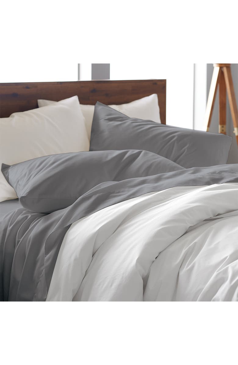 ELLA JAYNE HOME 1200 Thread Count Cotton Sateen 4-Piece Sheet Set, Alternate, color, Steel