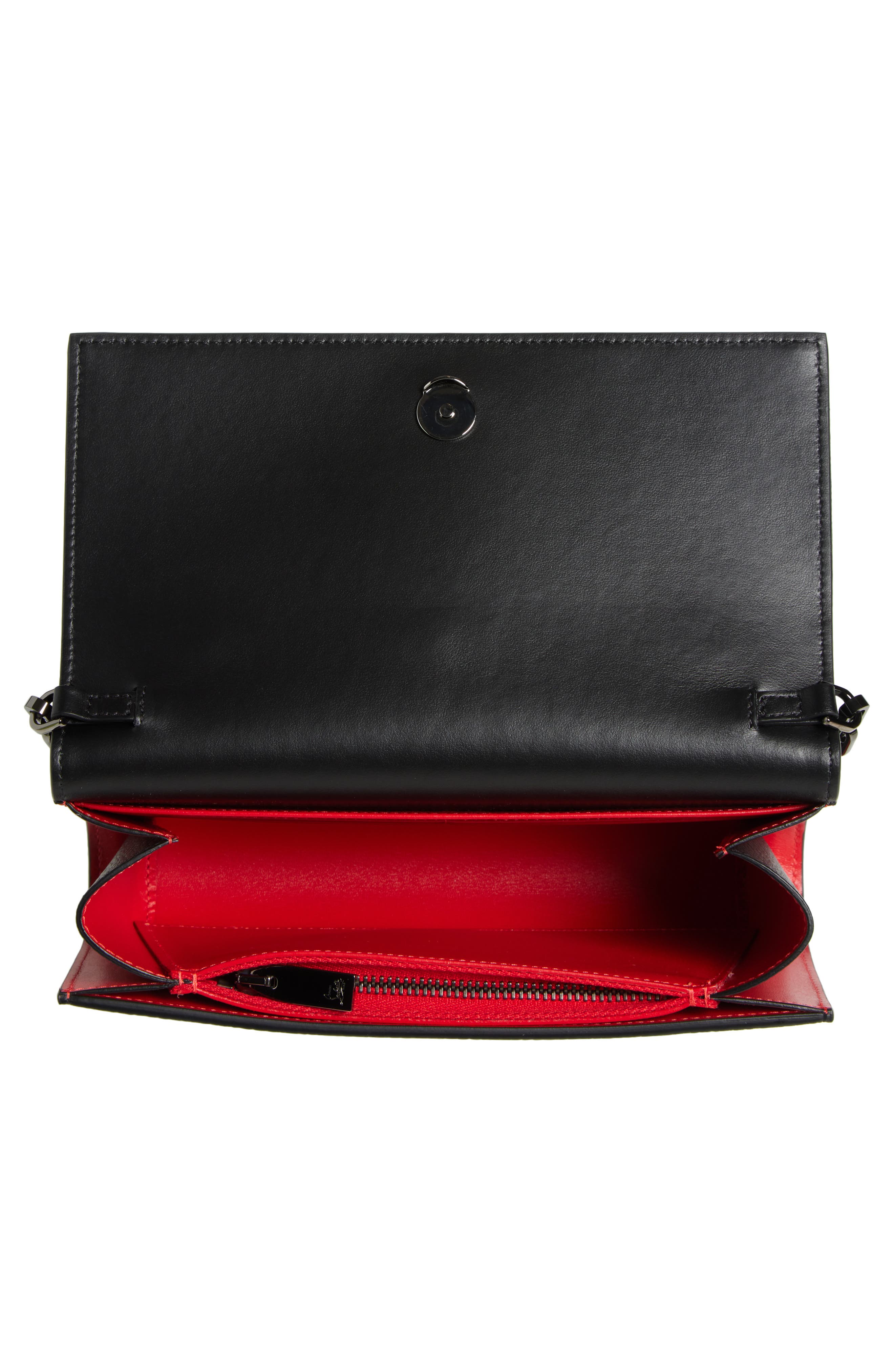 Christian Louboutin Paloma Leather Clutch, Alternate, color, Black