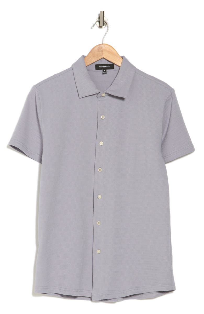 WESTZEROONE Freeson Short Sleeve Stretch Cotton Button-Up Shirt, Alternate, color, Lavender Whisper
