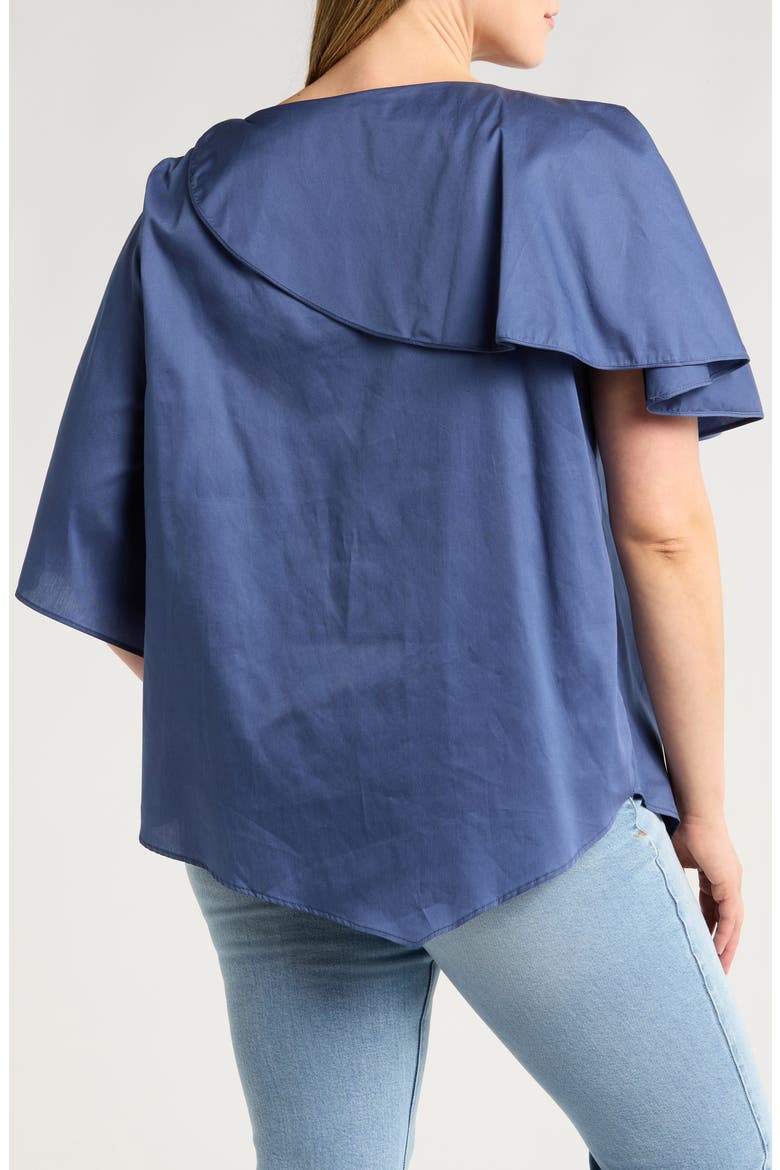 Tatyana Ruffle Asymmetric Cotton Top, Alternate, color, INDIGO BLUE