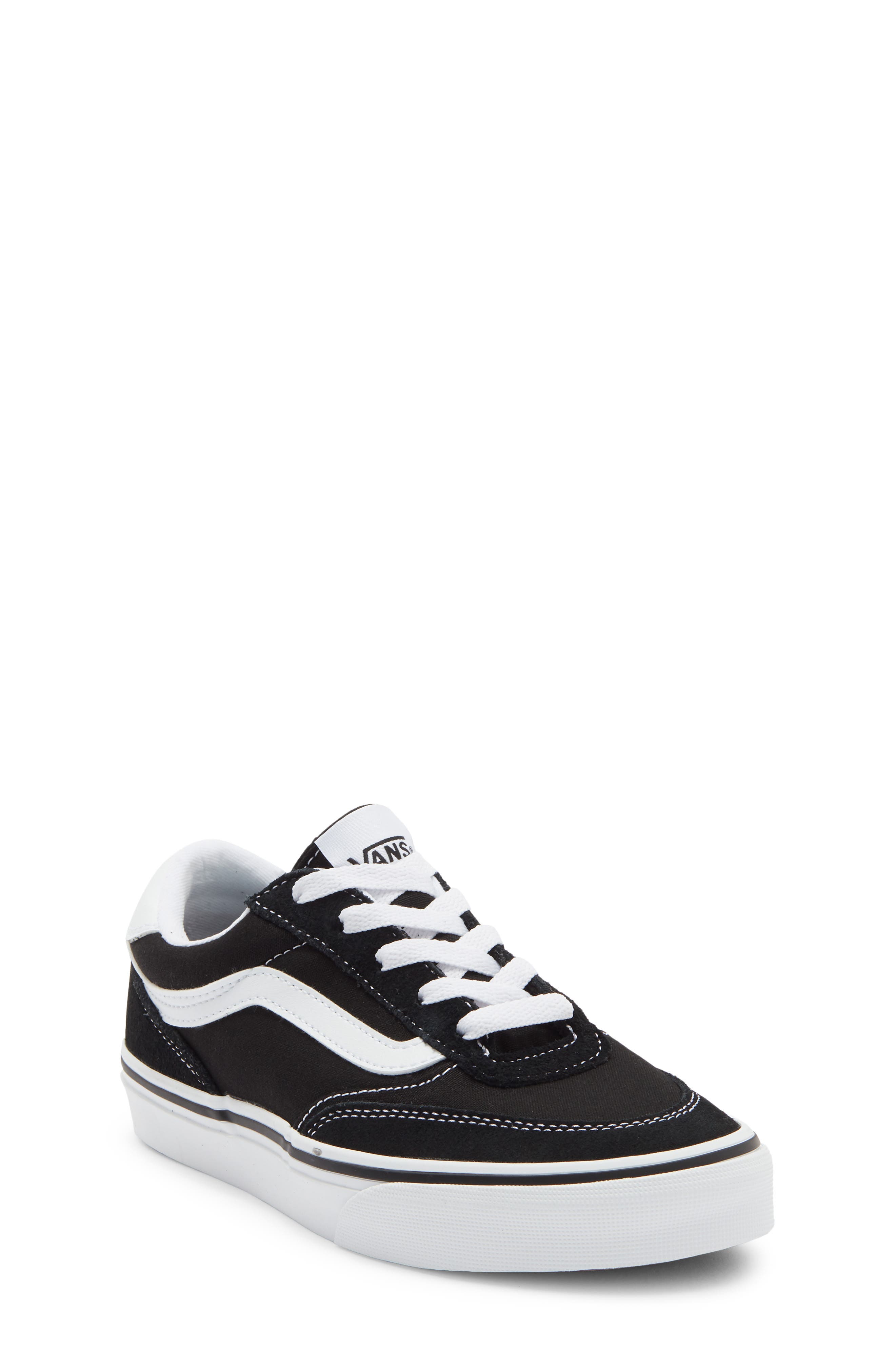 Kids' Brooklyn Leather Sneaker, Main, color, BLACK WHITE