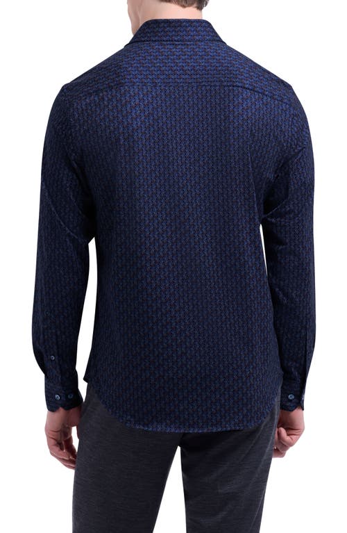 Bugatchi James Ooohcotton® Geo Print Button-up Shirt In Blue