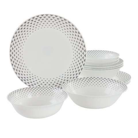 Cane Peak 12 Piece Opal Glass Dinnerware Set