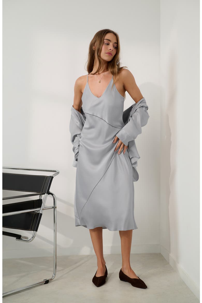 Ladder Stitch Washable Silk Slipdress Nightgown, Alternate, color, DOVE GREY