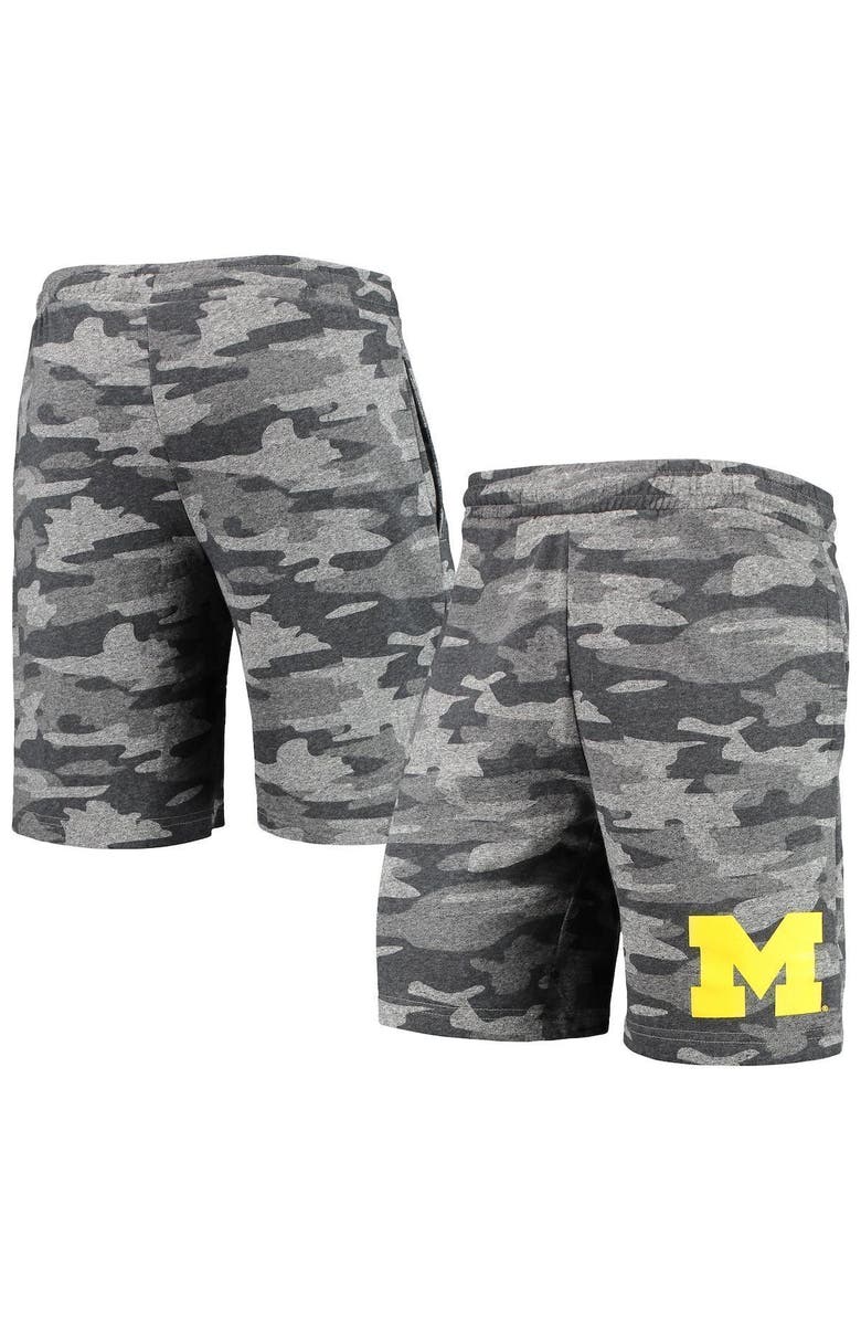 CONCEPTS SPORT Men's Concepts Sport Charcoal/Gray Michigan Wolverines Camo Backup Terry Jam Lounge Shorts, Main, color, 