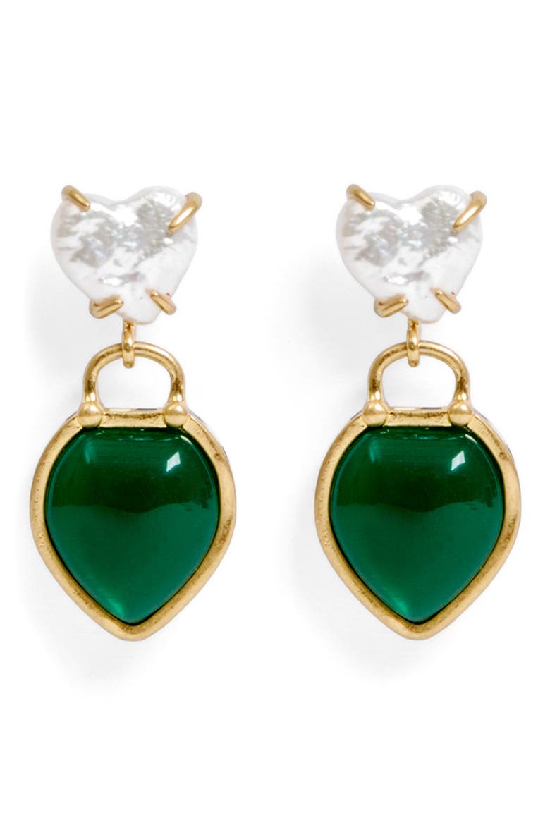 Le Heartbreaker Drop Earrings, Main, color, GREEN MULTI