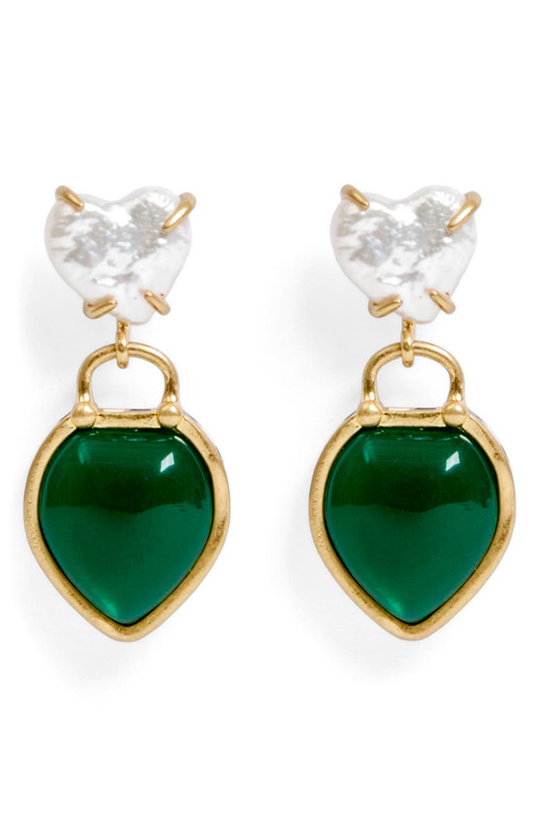 Clare V. Le Heartbreaker Drop Earrings, Main, color, Green Multi