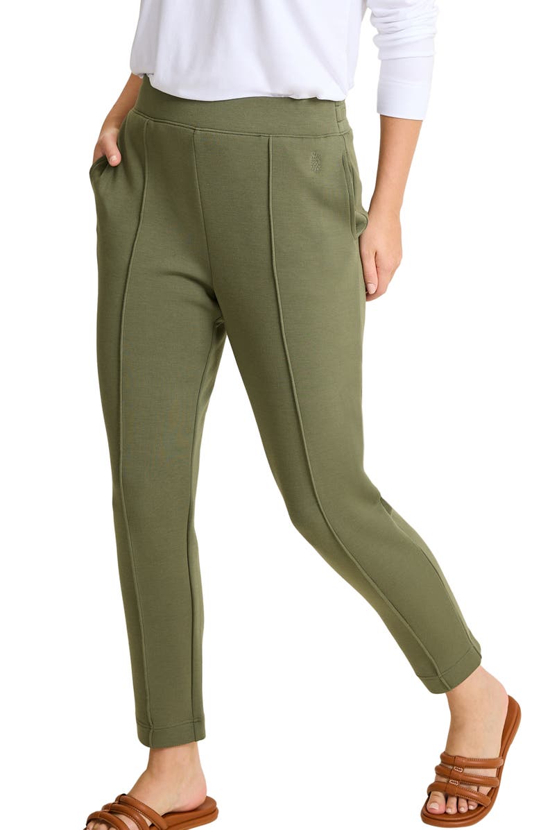 Tommy Bahama Palm Voyage Pintuck Pleat Knit Pants, Main, color, Beetle Green