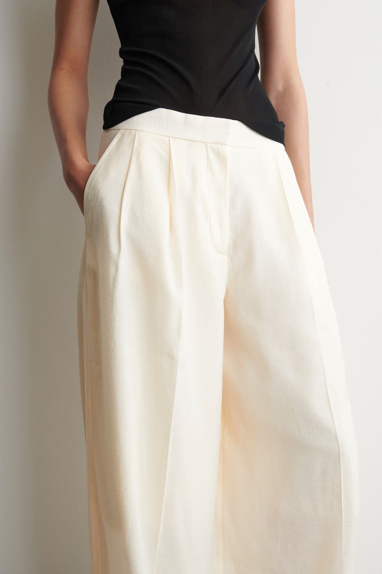Pleated Modal Wide-leg Trousers, Alternate, color, CREAM