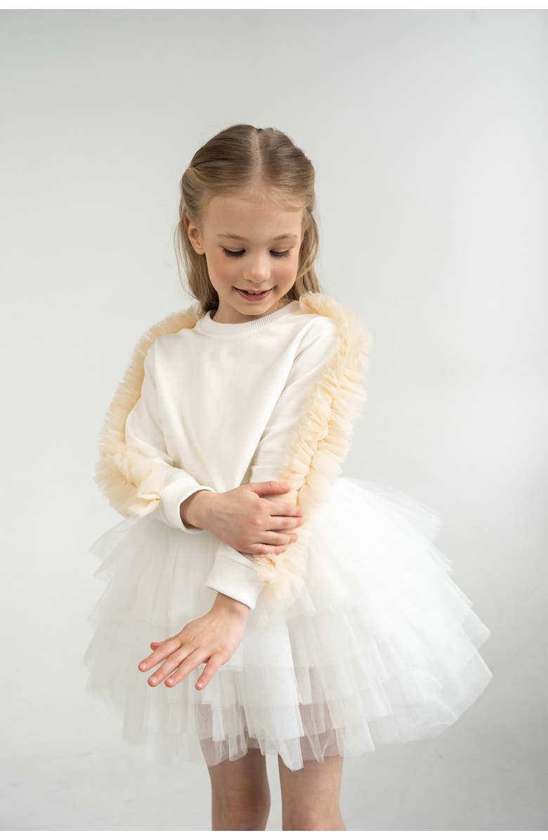 Mini Celebrities Poppy Ruffle Sweatshirt, Alternate, color, White Lily