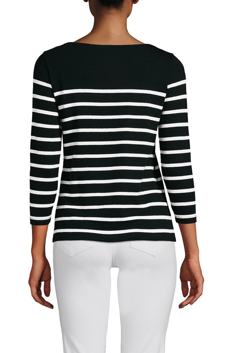 Lands' End Mariner Jersey Boatneck Top, Alternate, color, Black Stripes