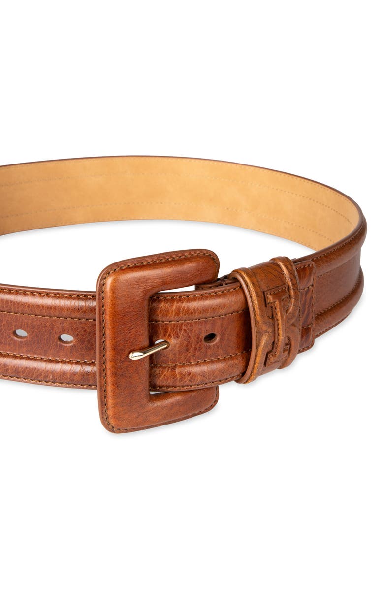 Sam Edelman Covered Buckle Faux Leather Belt, Alternate, color, Light Brown