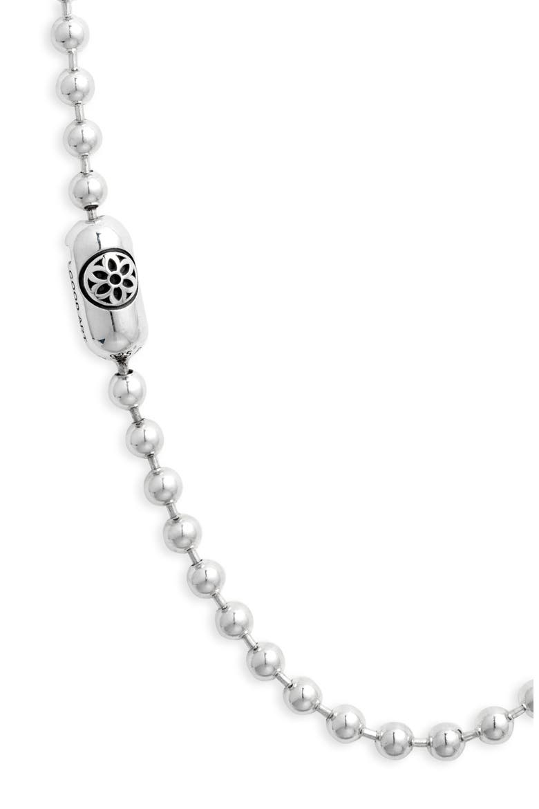 Men's Rosette Poplock Sterling Silver Ball Chain Necklace, Alternate, color, STERLING SILVER