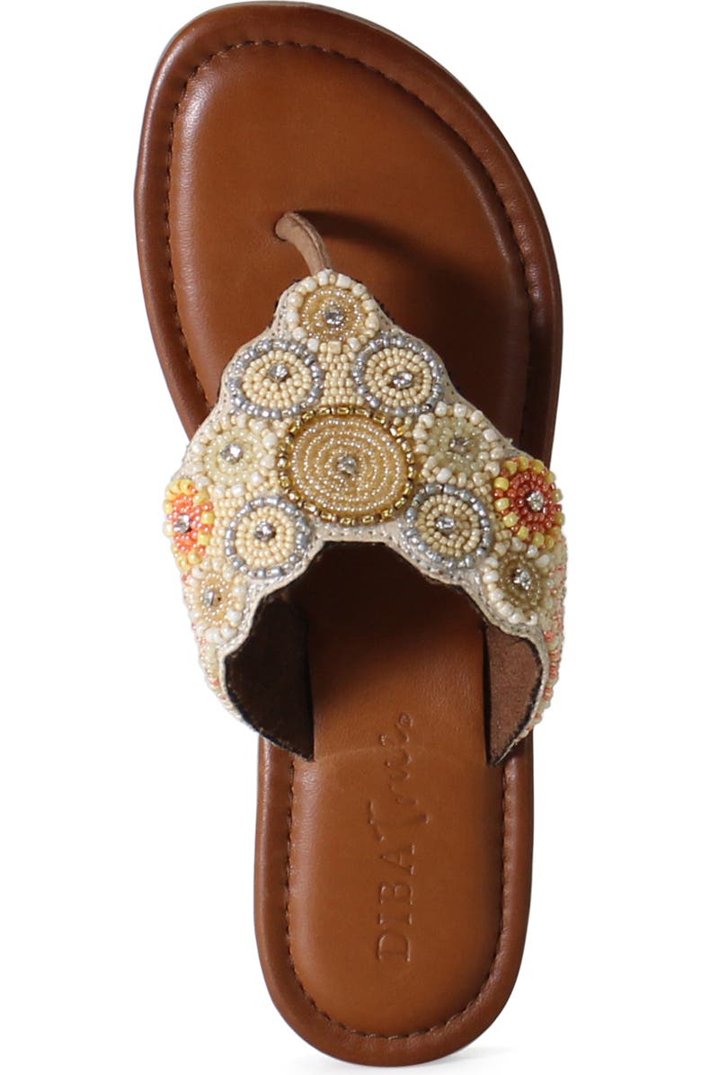 Diba True KALI NITE Leather and Glass Beads Thong Sandal, Alternate, color, Tan/Beige/Multi