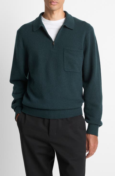Long Sleeve Quarter Zip Polo Sweater