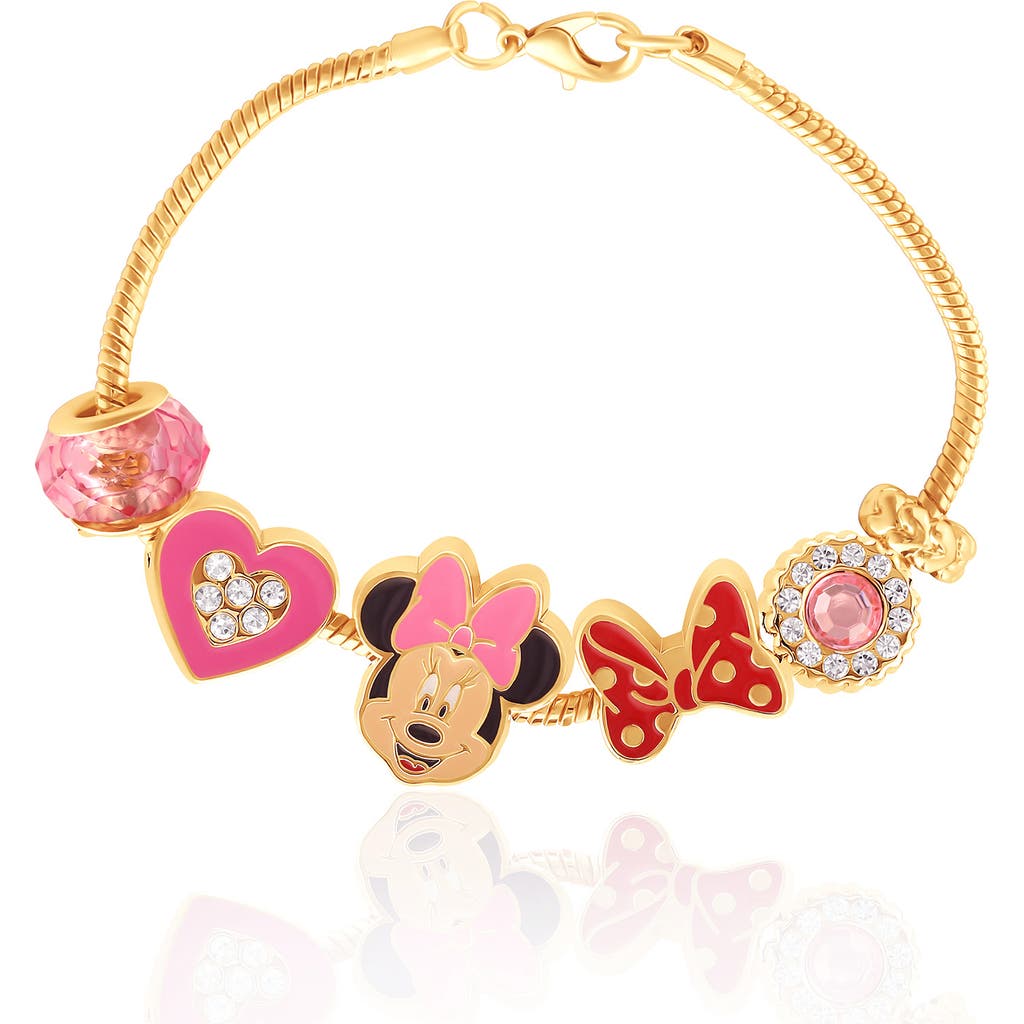 Disney Minnie Mouse Charm Bracelet With Heart Accents In Gold