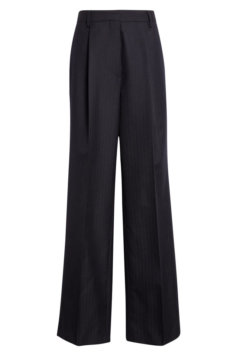 Portias Stripe Wool Straight Leg Pants, Alternate, color, NAVY