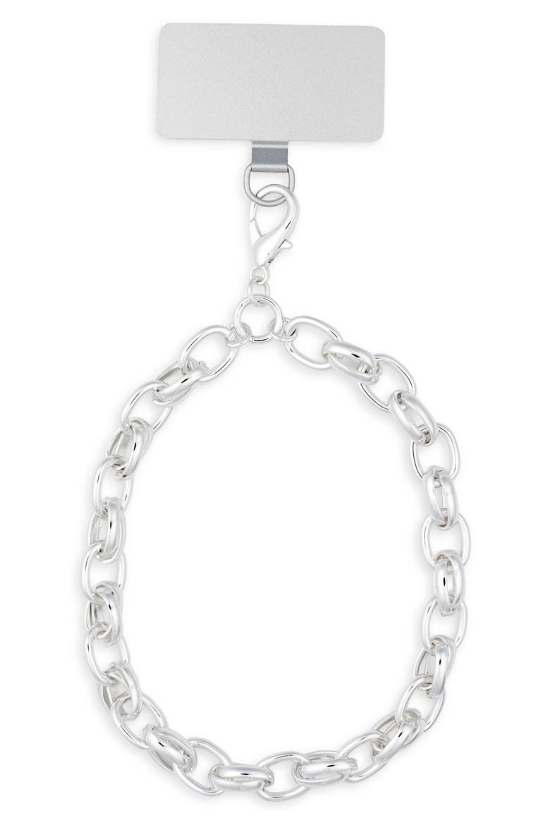 Bold Link Phone Strap, Main, color, SILVER