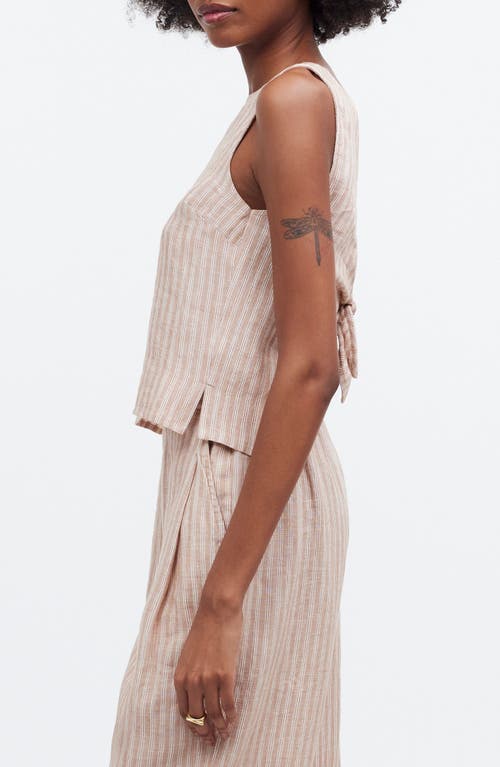 Madewell Pleated Linen Sleeveless Shell Top In Miso