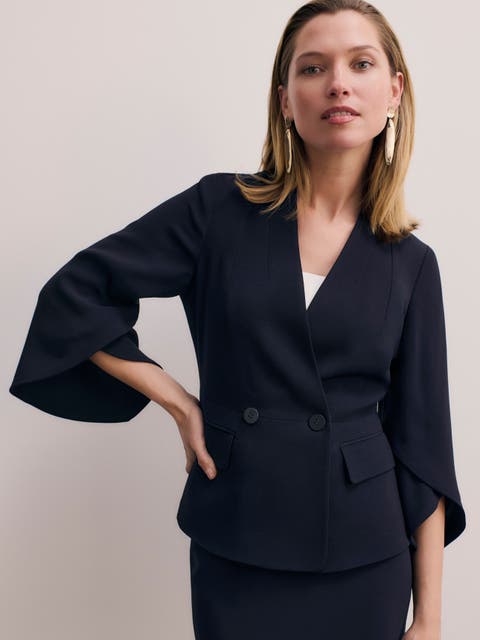 Ansdell Clever Crepe Cape-Sleeve Blazer