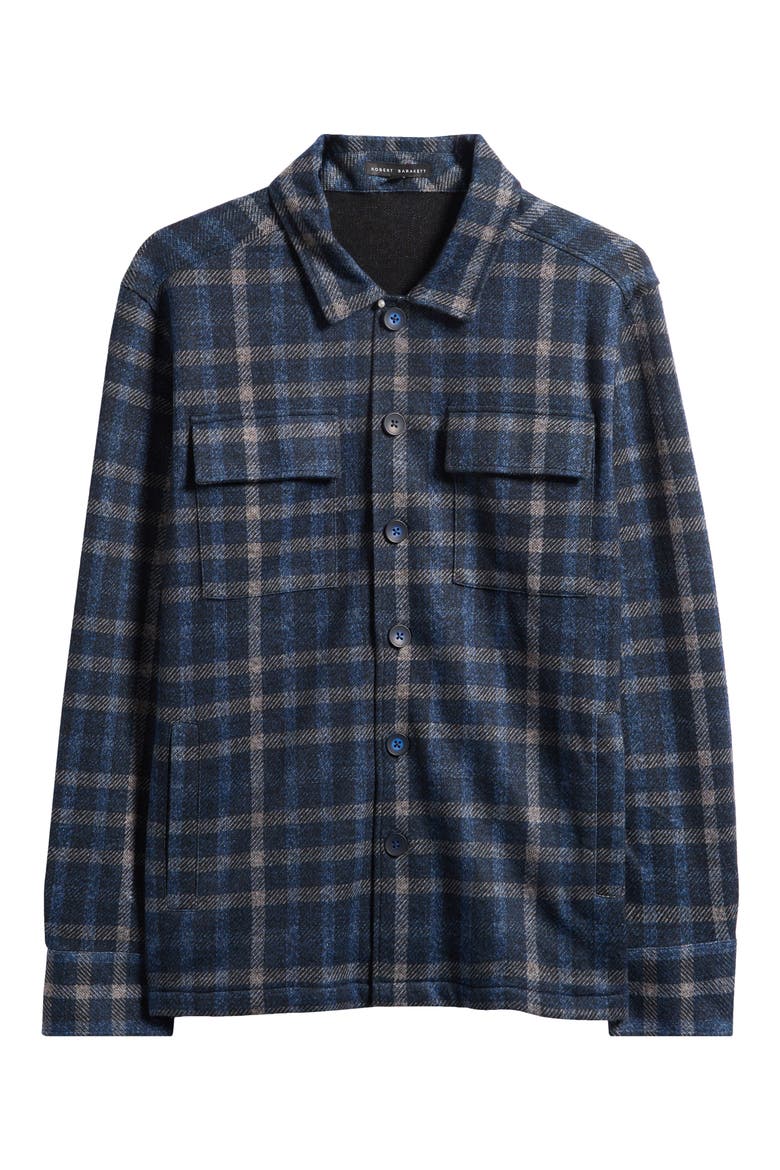 Emory Plaid Knit Flannel Button-Up Shirt Jacket, Alternate, color, DENIM