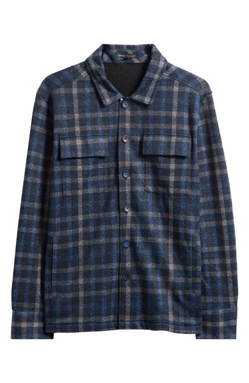 Robert Barakett Emory Plaid Knit Flannel Button-up Shirt Jacket In Blue