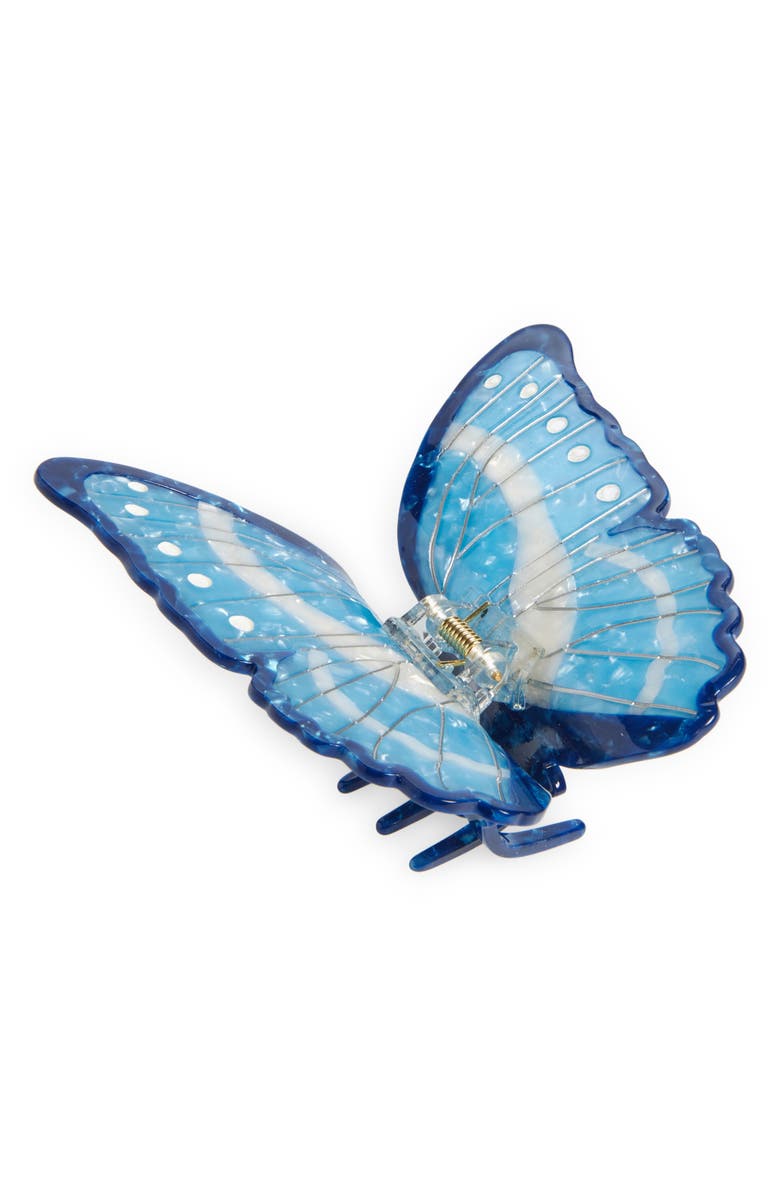 Solar Eclipse Hand-Painted Morpho Butterfly Claw Hair Clip, Main, color, Blue