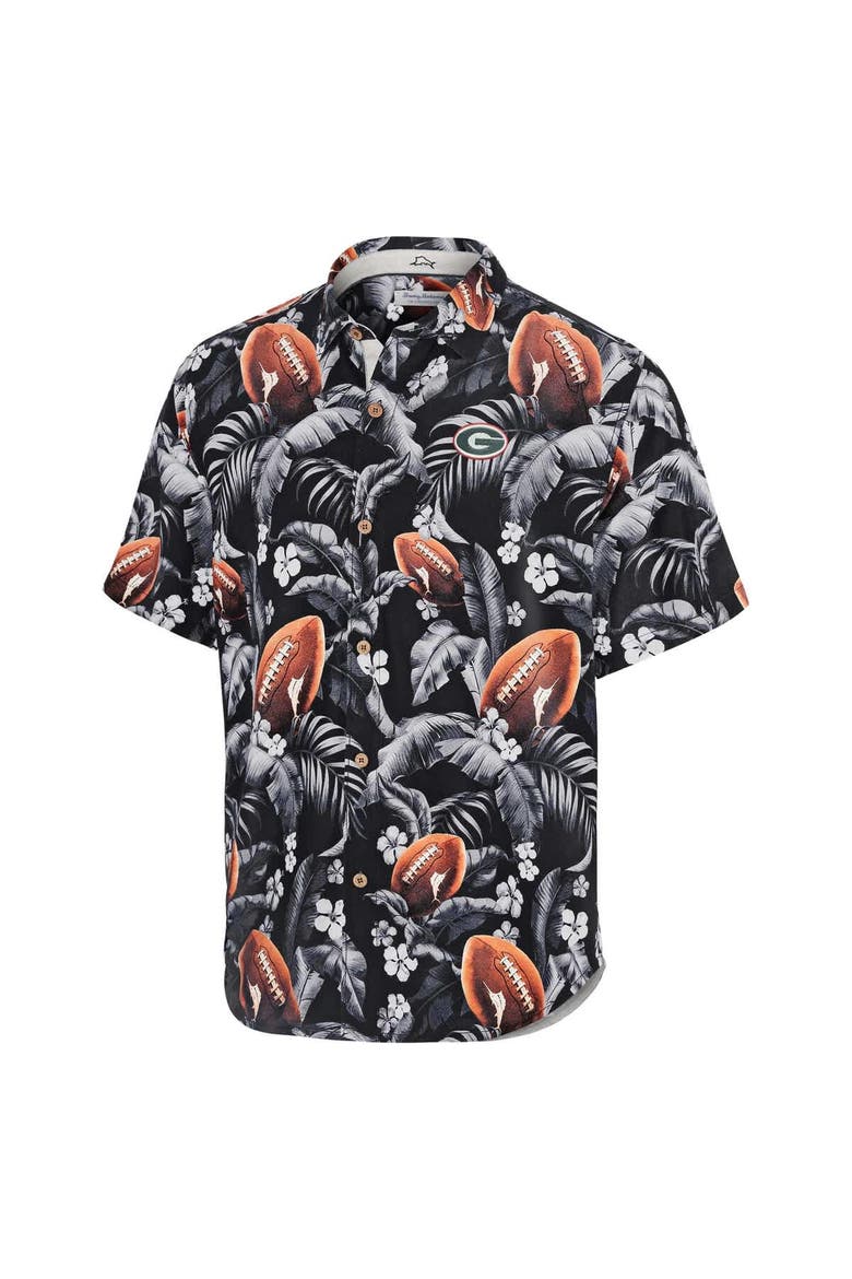 Men's Tommy Bahama Black Georgia Bulldogs Veracruz Cay First Down Blooms Button-Up Shirt, Alternate, color, Black