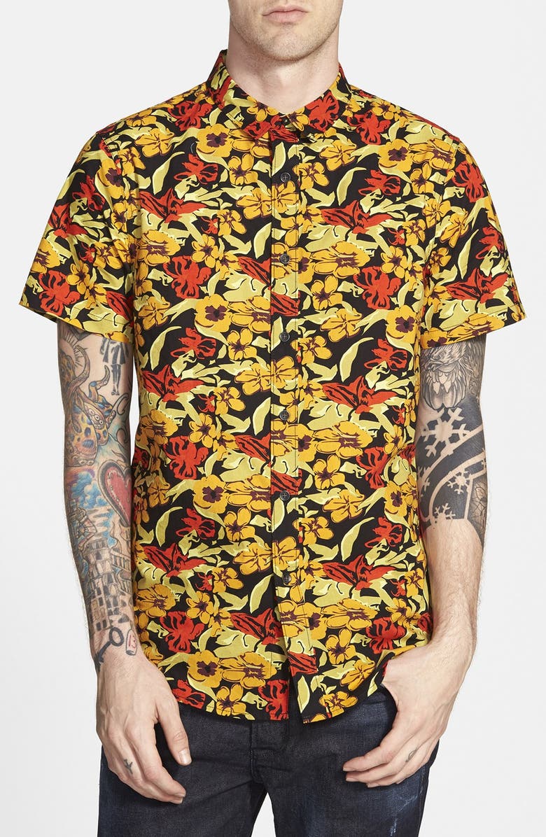 The Rail Trim Fit Short Sleeve Poplin Woven Shirt, Main, color, 