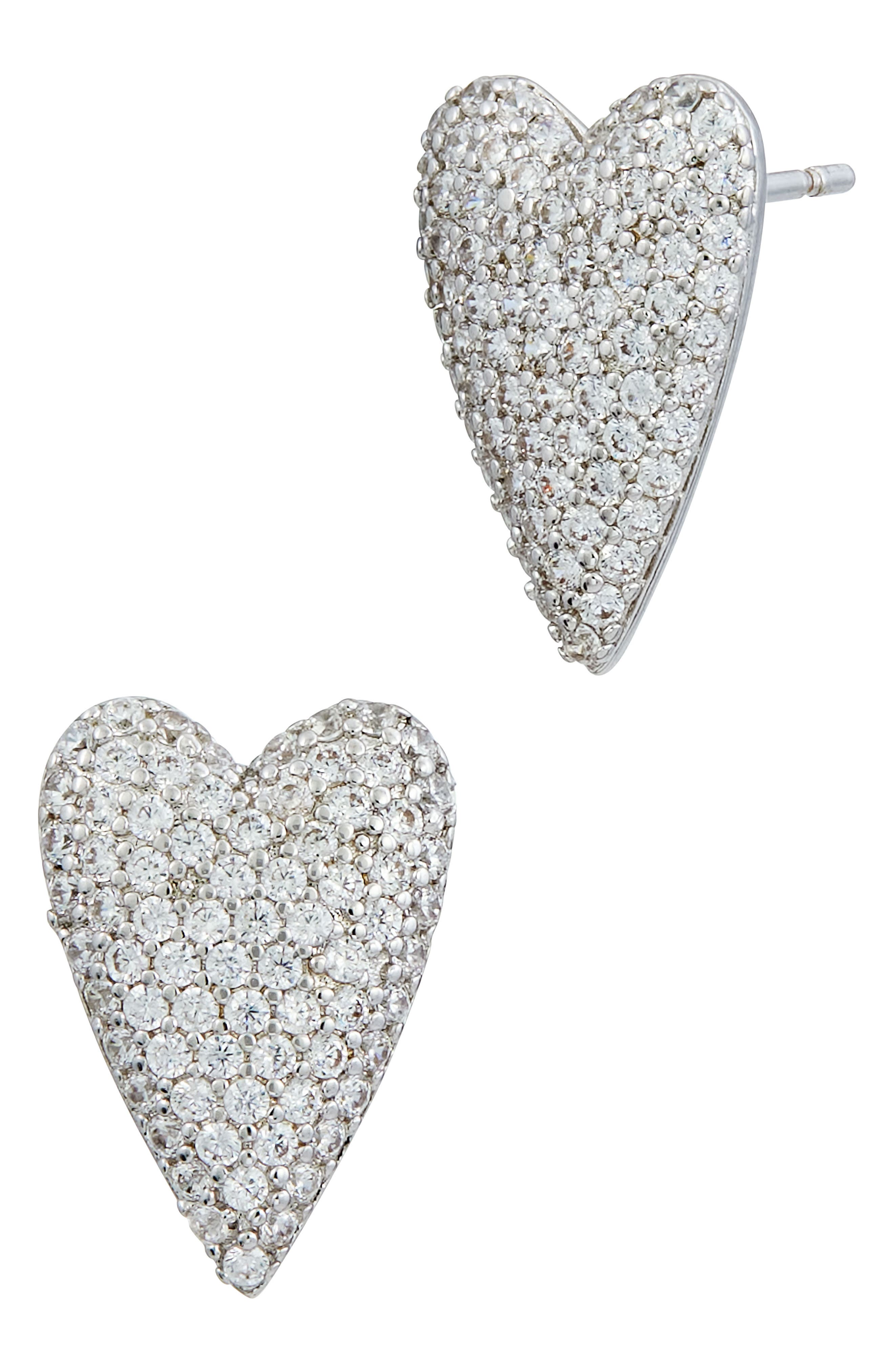 SAVVY CIE JEWELS CZ Pavé Heart Stud Earrings