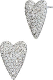 SAVVY CIE JEWELS CZ Pavé Heart Stud Earrings